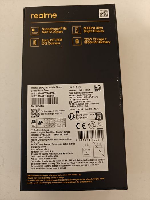 Realme GT 6 ca nou 256 gb 8 gb ram pachet complet