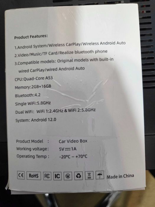 Car Video Box Android 12 Wireless CarPlay Android Auto Netflix YouTube 2GB+16GB
