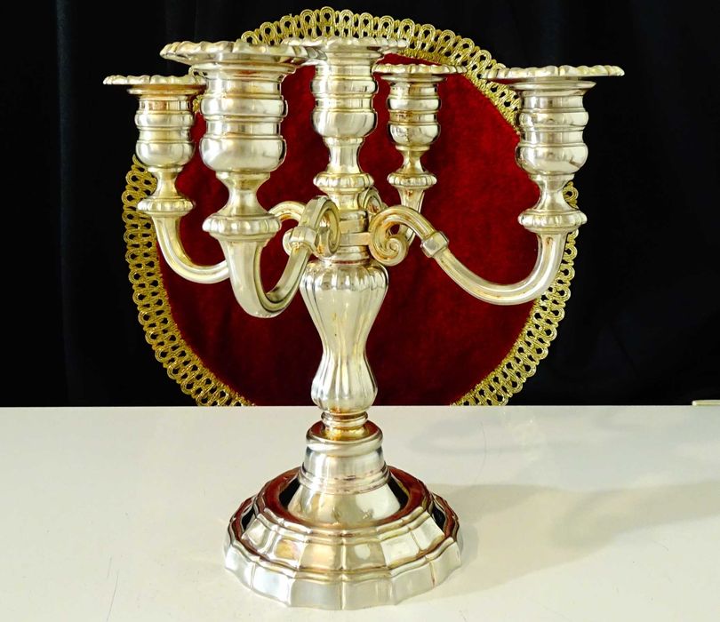 Посребрен свещник петица,1.6 кг.,викториански.