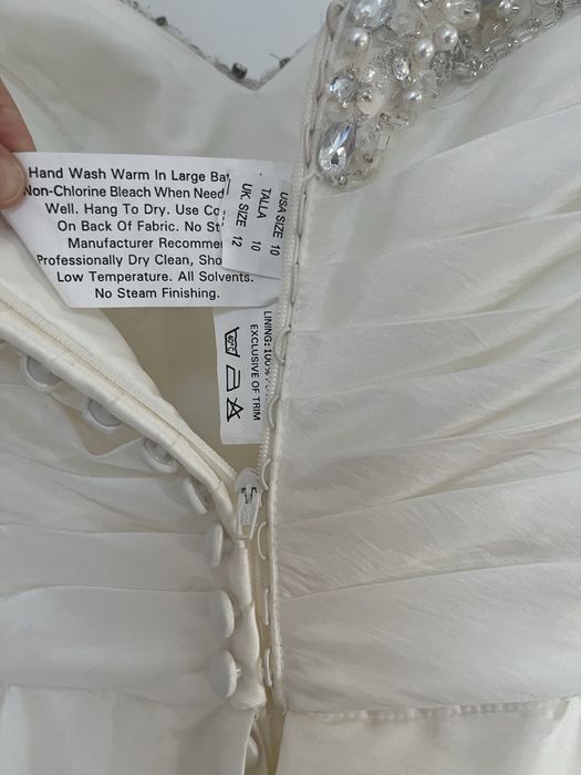 Rochie de mireasa ivoar, din tafta cu buzunare