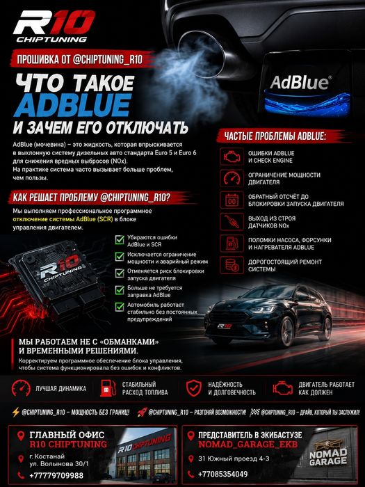 Чиптюнинг, Stage1, Евро2, ERG/Adblue Off, компьютерная диагностика