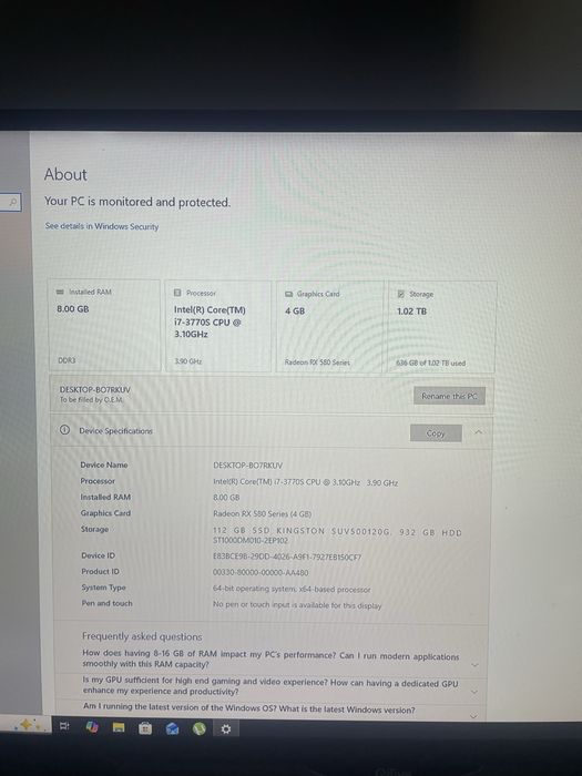 Unitate PC cu I7