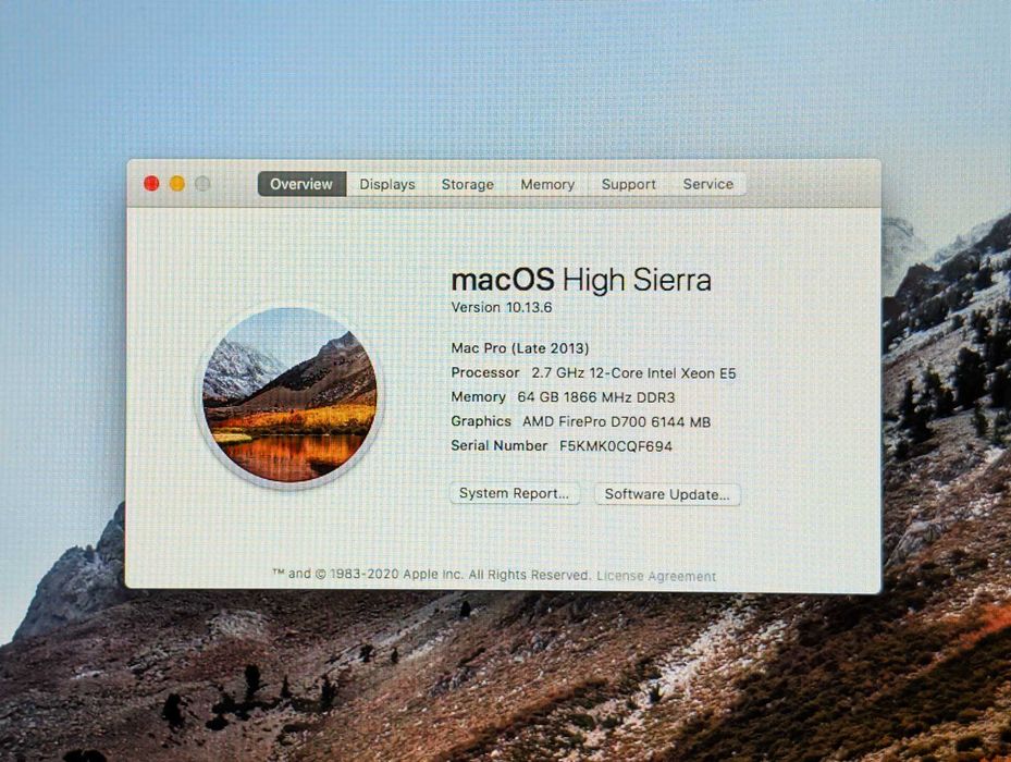 Mac Pro Trash Can (Late 2013) - 12 Core / 64GB/ 1TB SSD /Dual Gpu