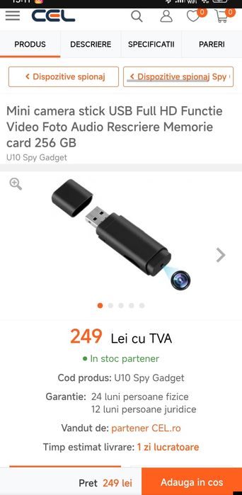 Mini cameră Usb stick Full HD 1920x1080  spion video foto audio rescri