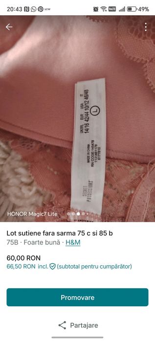 Lot sutiene fara sarma 75 c si 85 b