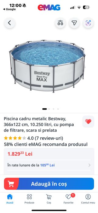 Piscina 366X120 Noua in cutie Nedesfăcută