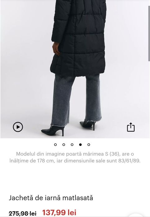 Geacă lungă de iarnă matlasată, noua, marimea XL-42