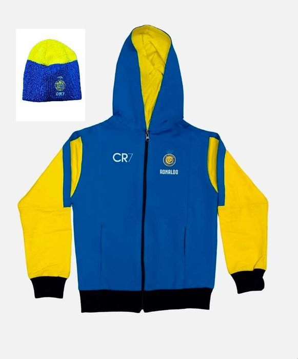 Yamal Сет Зимна Шапка + Детски анцуг Ламин Ямал бял син Барселона