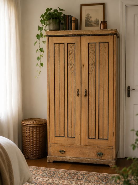 Dulap din lemn masiv / șifonier vintage rustic