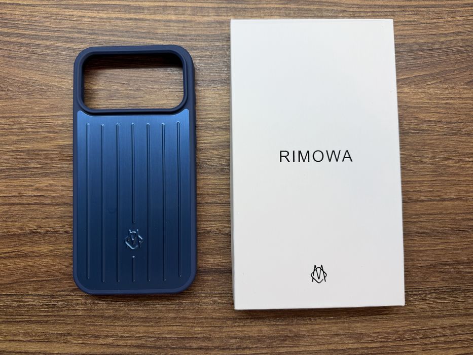 Rimowa iPhone 17 Pro Max Aluminum Case Husa Metalic Albastra Deep Blue