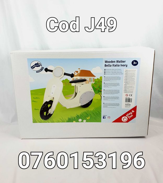 Bicicleta pt echilibru fara pedale din Lemn-Scuter Italian-Nou-J49