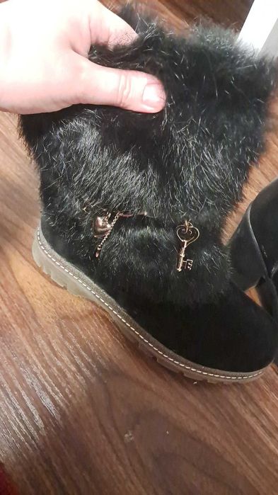 сапог чёрный с мехом