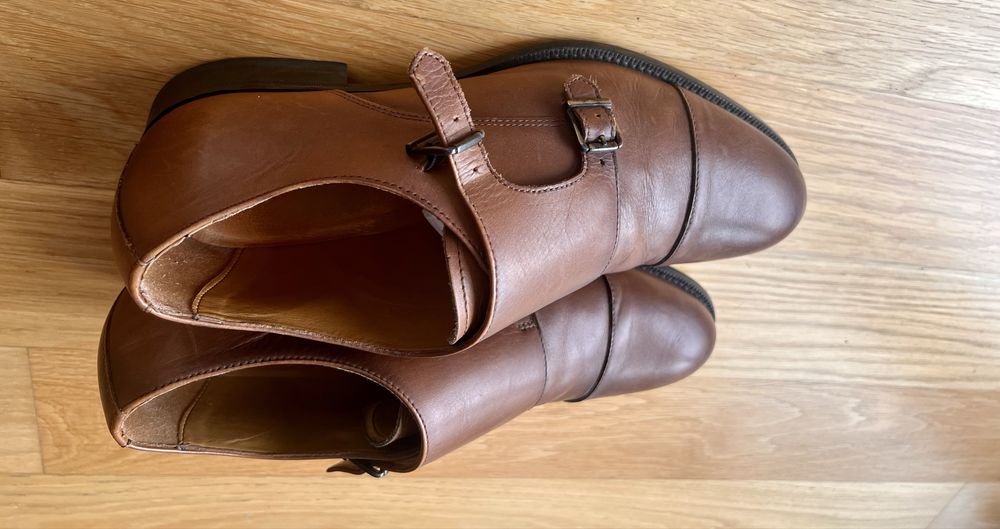 Pantofi Zara Man piele Double Monk Strap mărimea 41 (purtați o dată)