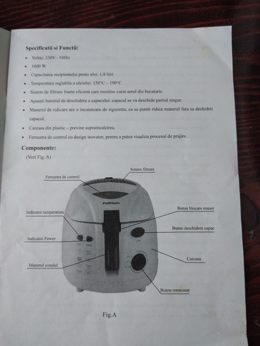 De vânzare friteuză Platinium
