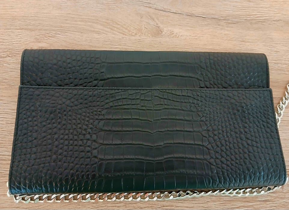 Geantă plic Il Passo – piele naturală tip crocodil, culoare neagră