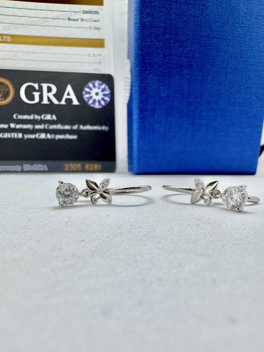 Сребърни обеци с мойсанит (Диамант) 0.5 карата