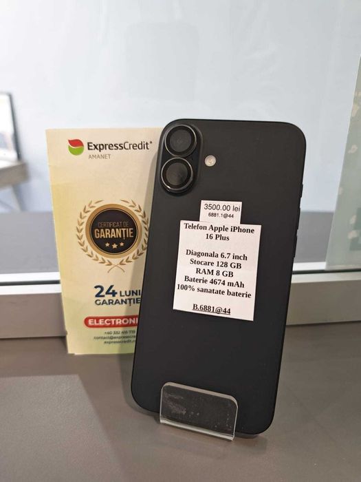 (AG44 B.6881) Apple 16 Plus (GARANTIE 24 LUNI)