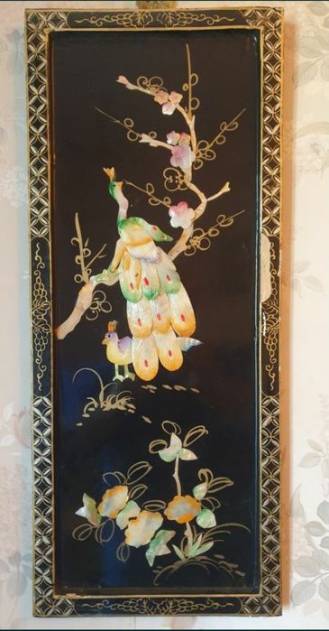 Tablou din lemn cu jad natural și sidef