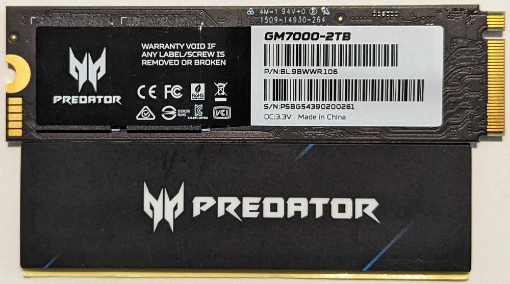 SSD NVMe Gen 4 2280 Acer Predator GM7000 2TB NOU