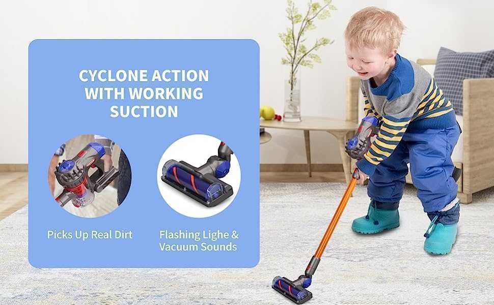 Aspirator de jucarie pentru copii, Aspiratie reala, Fara fir