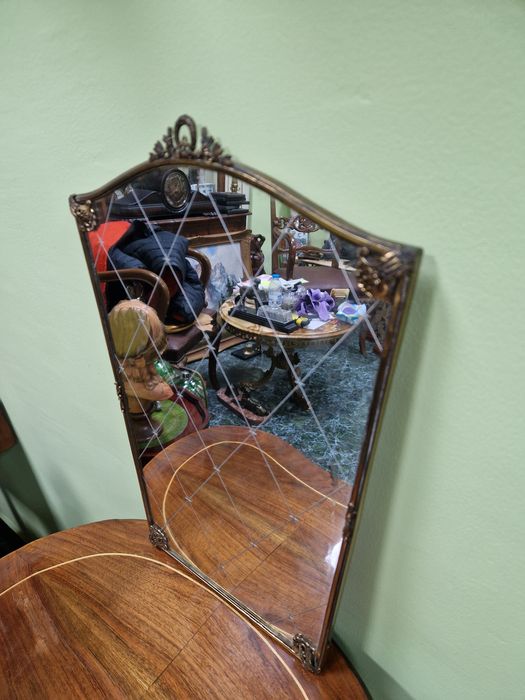 Страхотно антикварно английско бронзово огледало