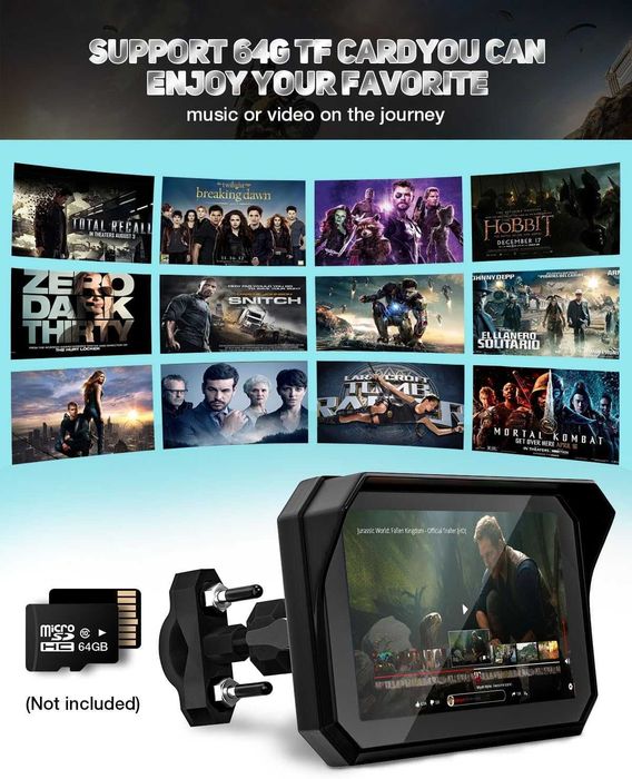 Мотоциклетен 5" IPS сензорен екран с безжичен CarPlay и Android Auto