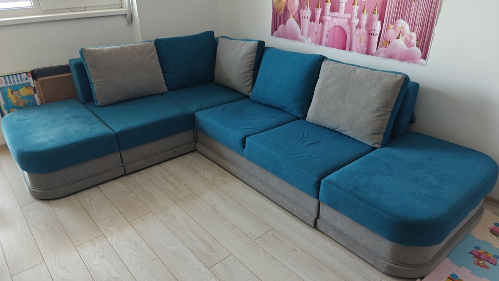 Coltar extensibil albastru gri 225x295