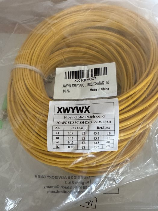 Cablu fibra optica 50 metri SC LC ST FC  - SM-DX-3.0-LSZH patchcord