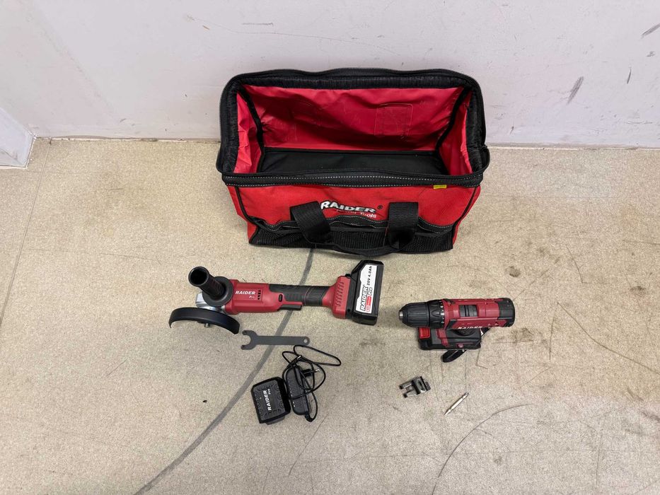 R20 Бормашина акум. 2-ск. 10mm 44Nm 20V + Ъглошлайф 2Ah 4 Ah + Чанта