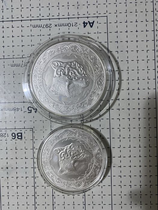 Серебрянная монета “Көк бөрі” 5тенге, 10 тенге.