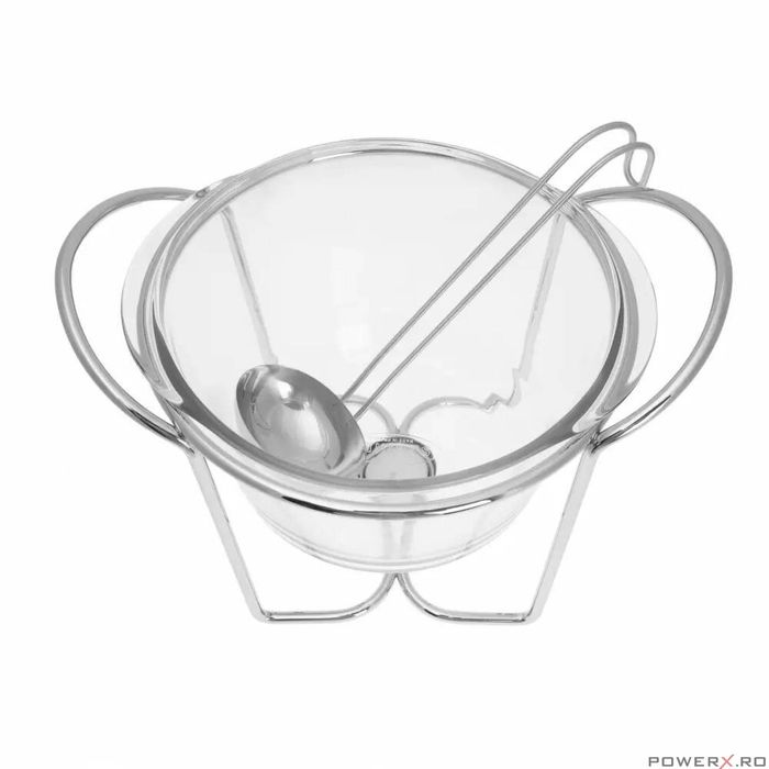 Vas termorezistent rotund adanc, pentru servit mancare, cu capac din