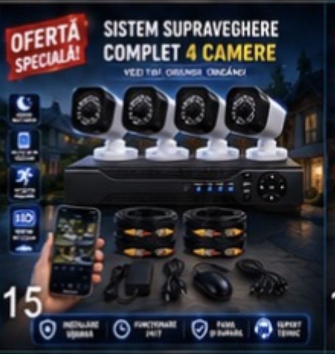 Vindem si Montam Camere Supraveghere Video KIT Complet 4/8/12 CAMERE