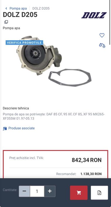 Pompa apa daf xf 95