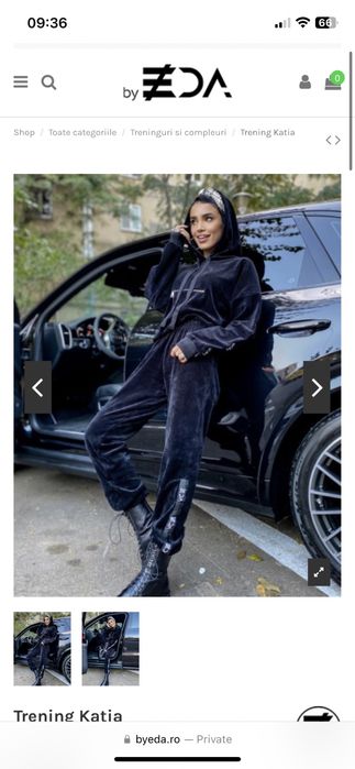 Vand trening ByEDA, negru, velur