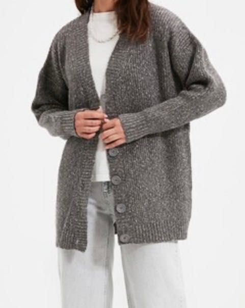 Cardigan de dama, Trendyol, gri, marimea L - Nou