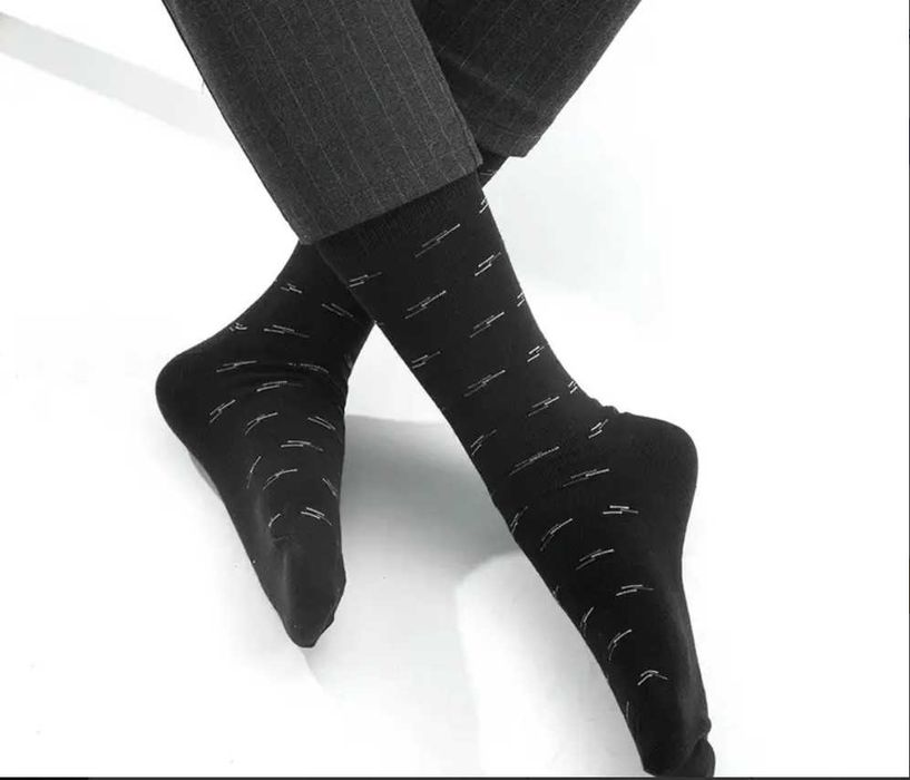 Памучни мъжки чорапи с десен, 5 броя, безшевни и с мек ластик