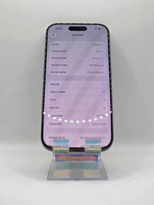 Iphone 17, MEM 512GB, RAM 8GB, Black, Amanet Doamna Ghica, Cod: 94202