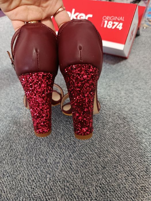 Sandale noi elegante burgundy cu sclipici mărimea 39 Trendy Shoes