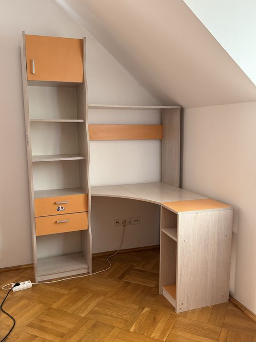 Set mobila dormitor portocaliu si gri