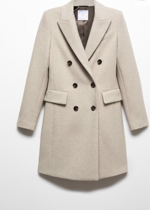 Палто Mango в цвят екрю, размер 34/XS, ново, с етикет