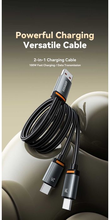 Cablu USB-A la iP+USB-C iPhone OnePlus Oppo Realme Honor Huawei Vivo