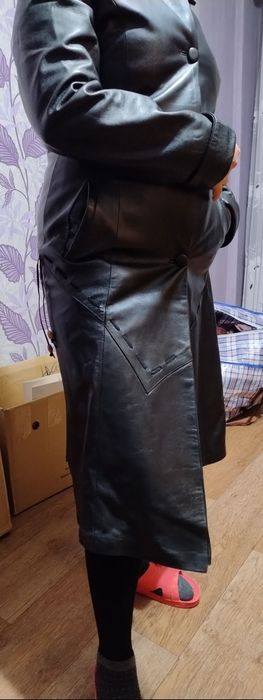 Кожанный плащ весна/осень