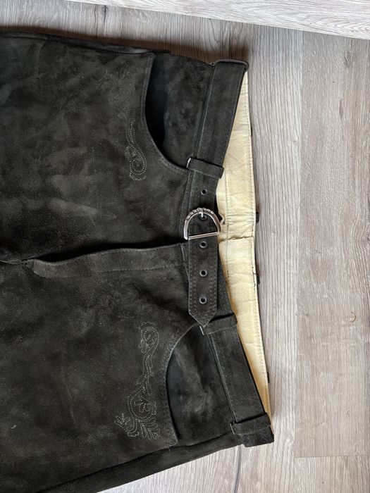 Pantaloni Autentici din Piele Întoarsă Naturală + Curea Piele