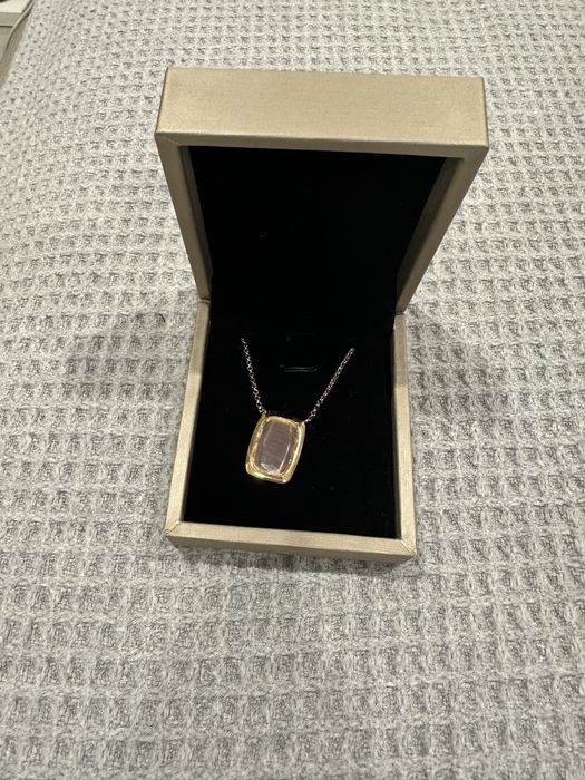 Комплект сребърни обеци с колие от котешко око