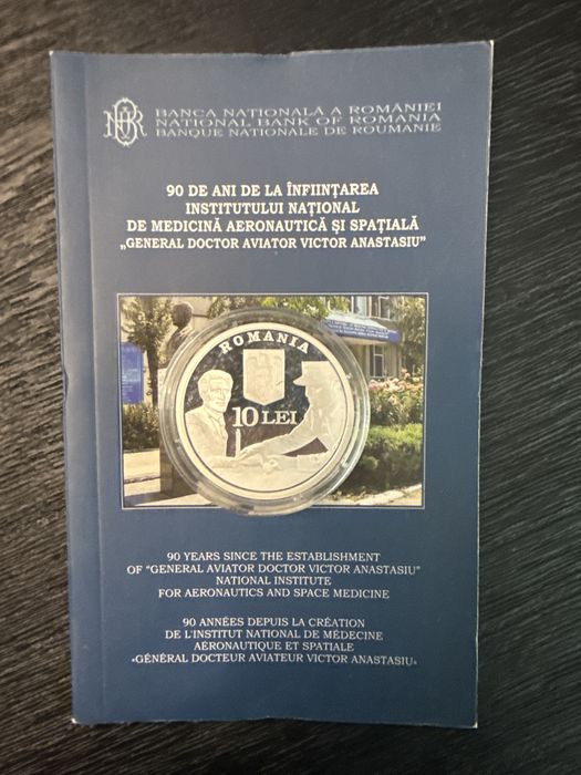 Moneda BNR Institutul National De Medicina Arronautica si Spatala argint 2010