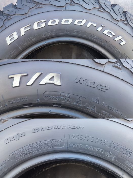 1брой гума 235/75/15 BF GOODRICH ALL TERRAIN T/A KO2 TL , 6PR, плата