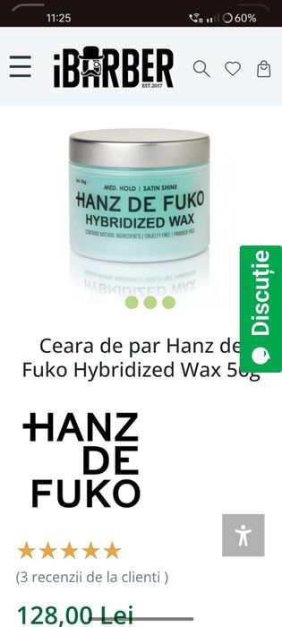Hanz de fuko hybridized wax 50 g