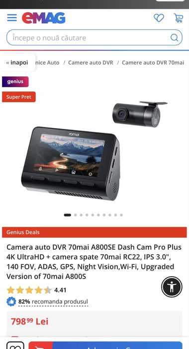 Camera Auto Duala, XIAOMI 70MAI A800SE Dashcam, 4K, GARANTIE, SIGILATA