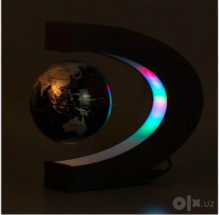 Левитирующий глобус с RGB-подсветкой (чёрный) (D - 9см)