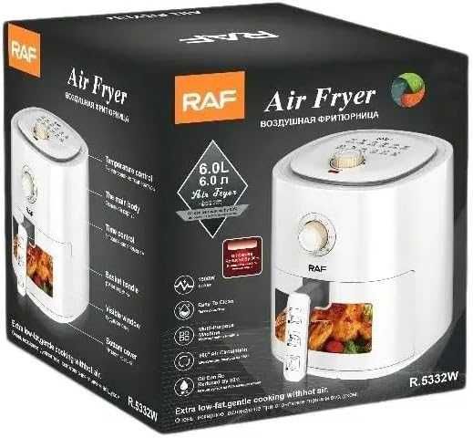 Friteuza cu Aer Cald, Fara Ulei, Capacitate 6L, 1500W, alb